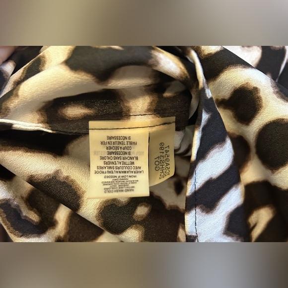 Calvin Klein Teal & Black Leopard Ombré Blouse buttoned Sleeve - Picture 9 of 9